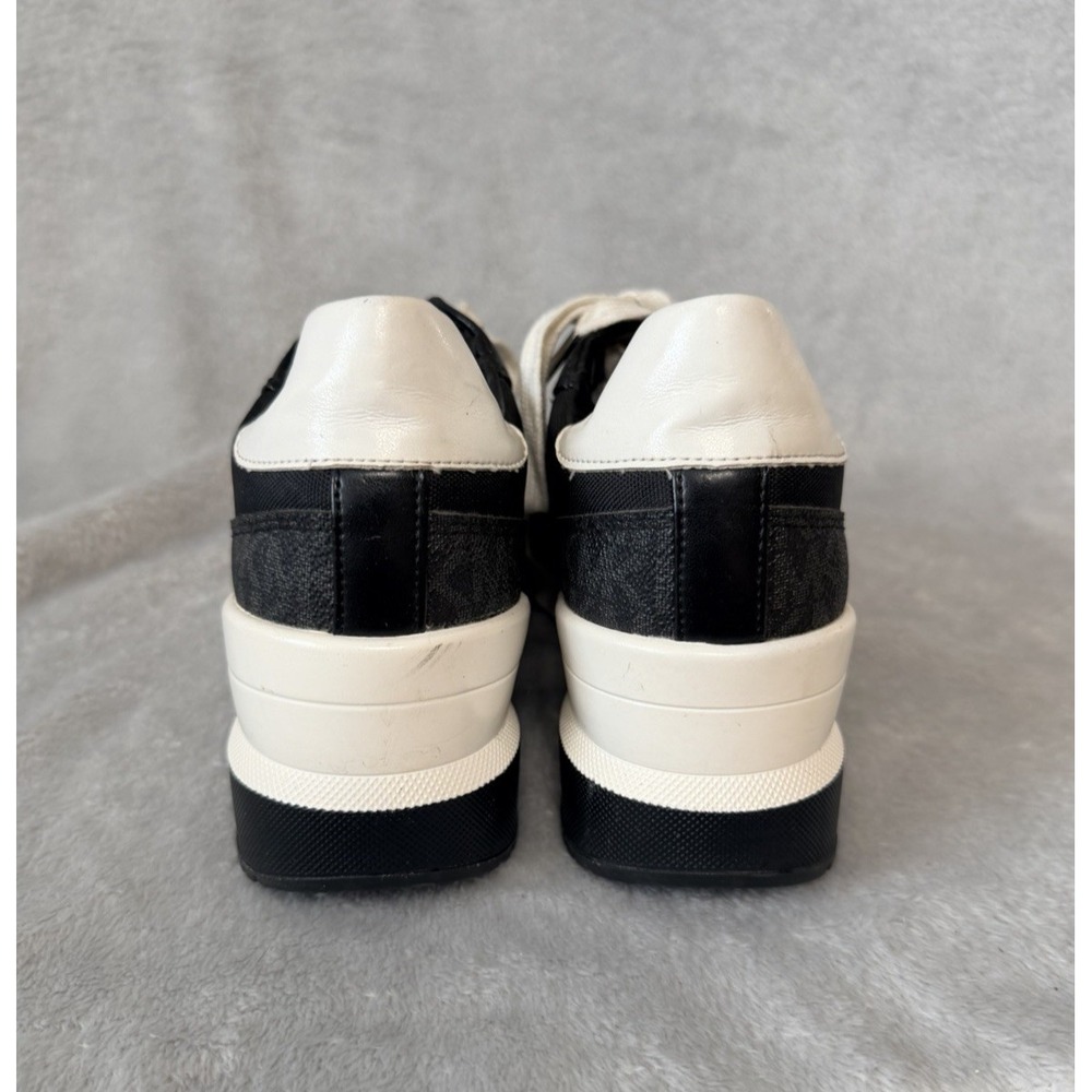 MICHAEL KORS MABEL TRAINER LACE UP SNEAKERS SZ 8 Heels Black White - Picture 5 of 7